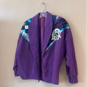 Vintage 80s purple puffy shoulder western jacket size L